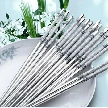 

Stainless steel chopsticks, blue and white porcelain, anti slip, household alloy, iron chopsticks, 10 pairs.