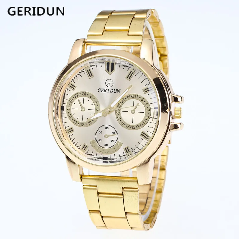 

GERIDUN Mens Gold Watch Brand Men Watches Luxury Sport Quartz Watch Men Watches Stainless Steel Wristwatches Relogio Masculino