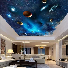 Пользовательские стены, потолок ткань 3D космический звездное небо фото обои современный Гостиная тема картина для отеля потолок Wallcover Home Decor