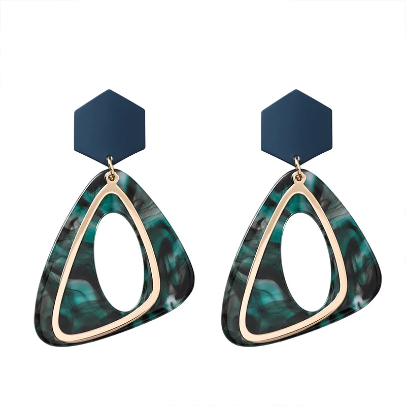 New Trendy Irregularity Triangle Acrylic Earrings for Women Simple Retro Alloy Geometry Dangle Drop Jewelry Bijoux 2019 | Украшения и