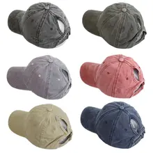 KLV унисекс хлопок винтажная потертая бейсбольная однотонная бейсболка выдолбленная Замочная скважина саржа Регулируемый Дальнобойщик папа-шляпа