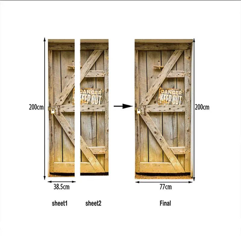Креативные 3D наклейки на двери из дерева, ПВХ, водостойкие наклейки на двери для ремонта, самоклеющиеся наклейки, сделай сам, домашний декор, наклейка 77x200 см