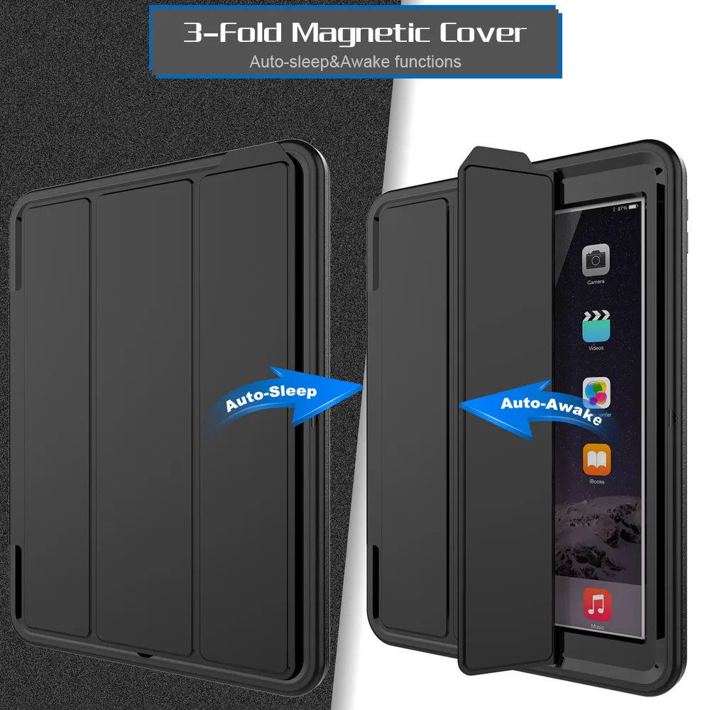Противоударный Heavy Duty 3-складной стенд Дети чехол для iPad 9,7 модель A1822 A1823 планшет Функция Smart Sleep Wake UP Чехол Funda+ подставка для ручек
