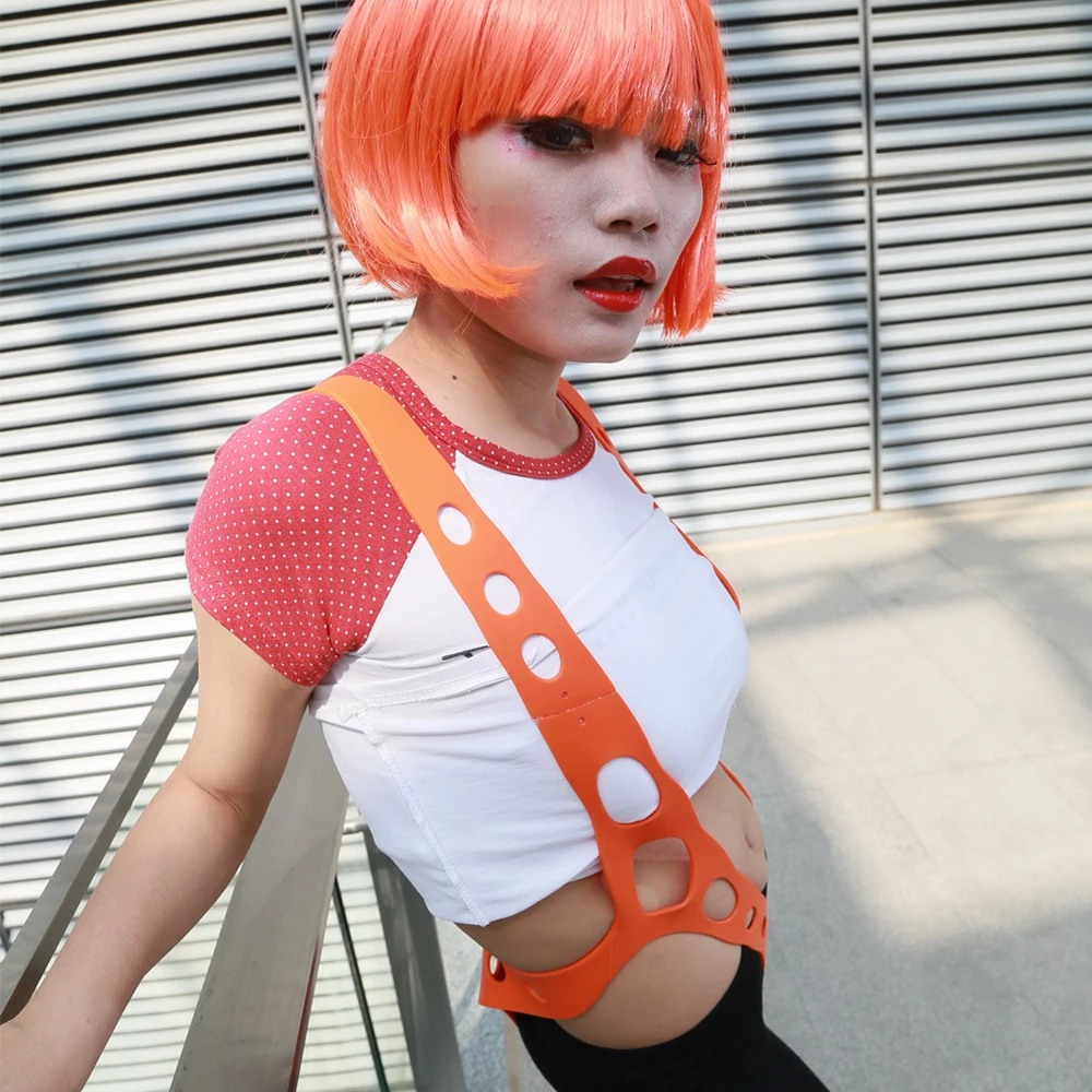 XCOSER Leeloo оранжевый подтяжки из силикагеля ремешок фильм пятая деталь аксессуары для косплея Хэллоуин косплей реквизит для взрослых Лидер продаж