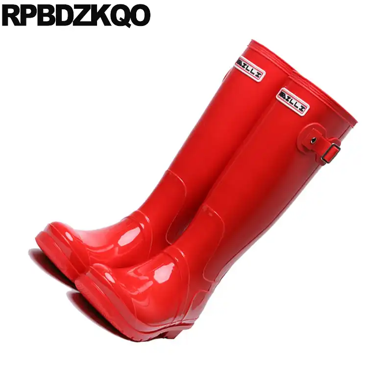 wide calf red rain boots