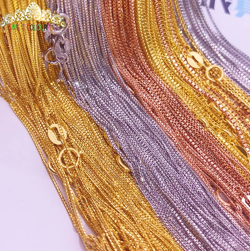 

100% 18K Pure Gold Women's Necklace Fashion&Trendy yellow white rose lady unisex Female's chain 005