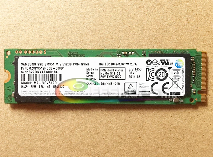 New for Samsung SM951 512GB SSD 512 GB NVMe PCIE 3.0 Solid State Hard Drive for Dell 13.3