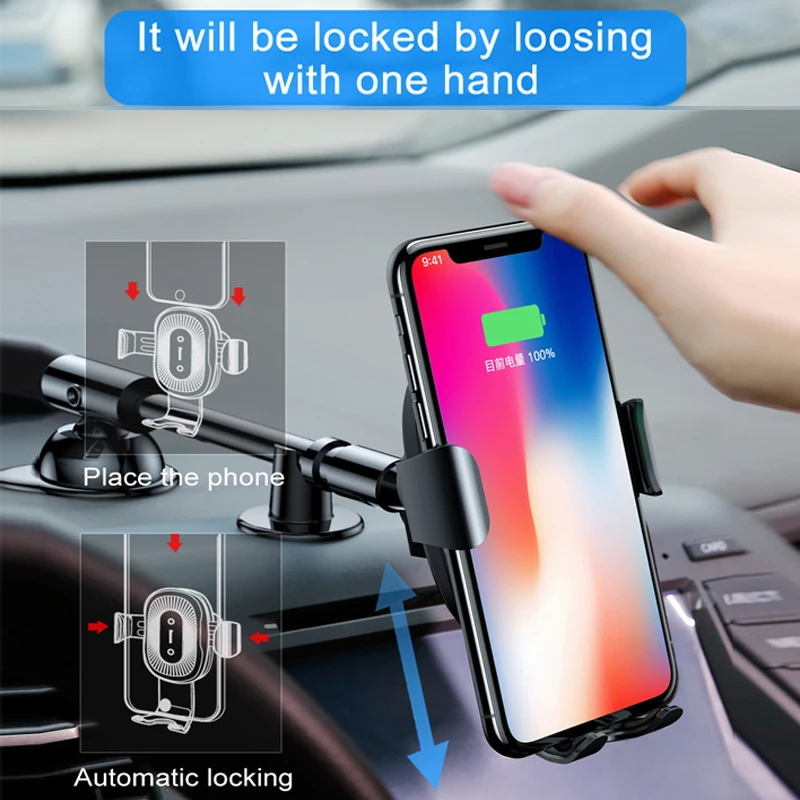 Baseus 10 Вт Qi Беспроводное Автомобильное зарядное устройство для iPhone X 8 8Plus Gravity