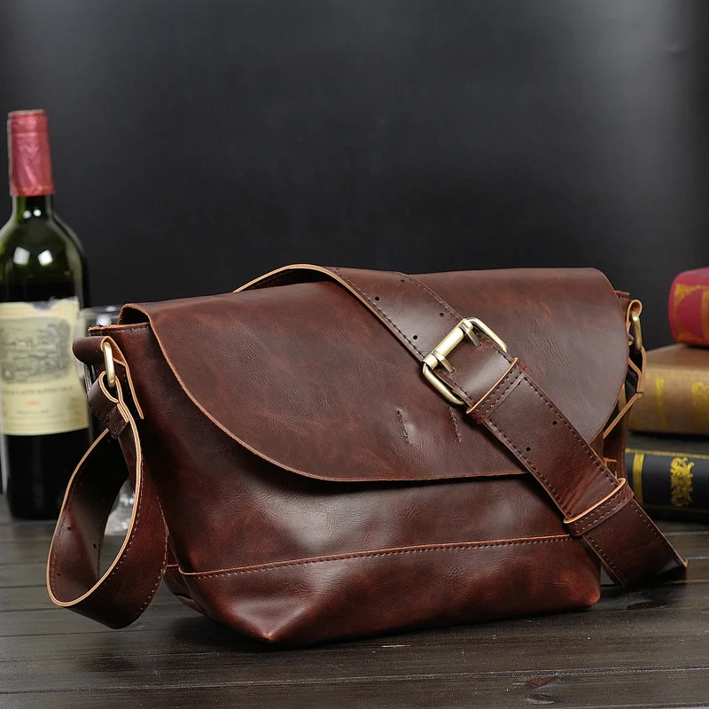 

Vintage Man's Messenger Bags Men's Crossbody Bags Cover High Quality Leather Brand Man Satchels Men's Travel Shoulder Bags