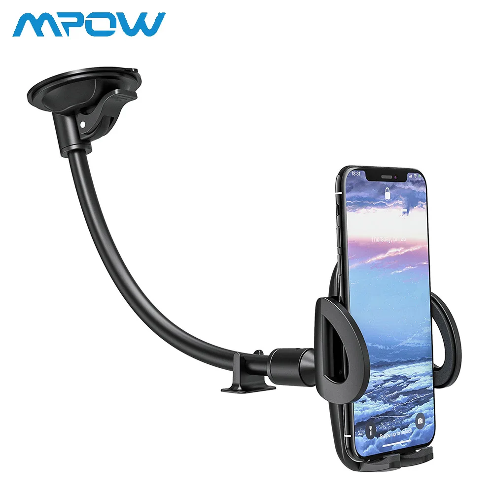 

Mpow Universal Adjustable Car Phone Holders Stand Long Arm Windshield Car Mount Cradle Flexible Car Dashboard Phone Holder