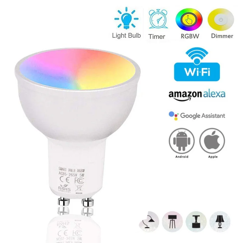 

Wifi Smart LED Light Bulbs GU10 APP Remote Control Switch Dimmable Compatible with Amazon Alexa/Google Assistant/IFTTT