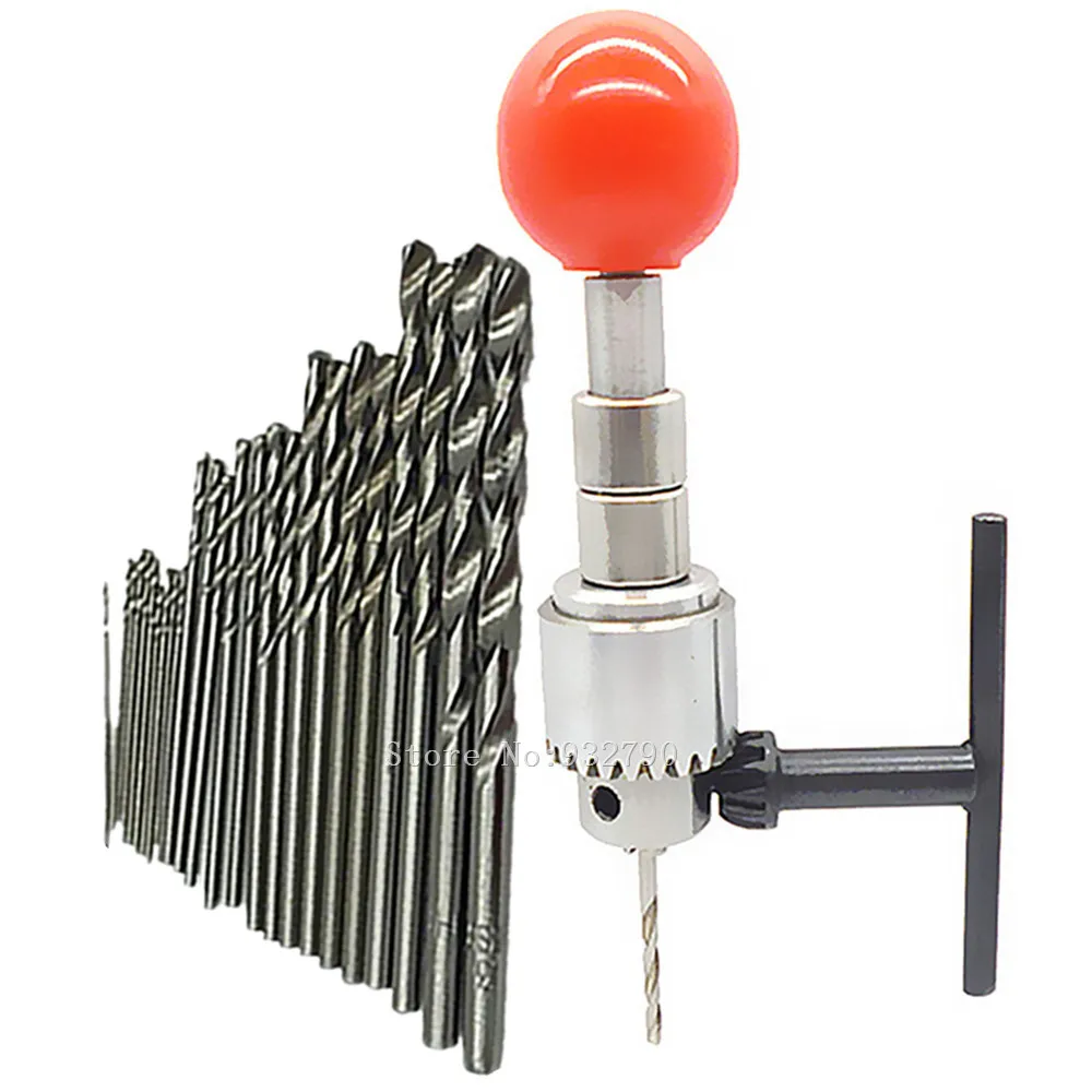 Mini Micro Manual Hand Drill Jeweler Manual Hole Drilling Reamer + 25pc