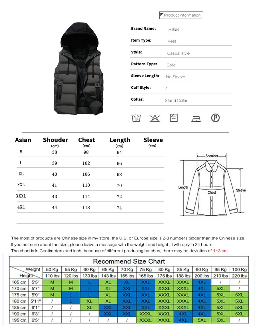 Riinr мужской s пиджак без рукавов, жилет зимние модные повседневные пальто мужские с хлопковой подкладкой мужские жилеты мужские теплые жилеты 4XL