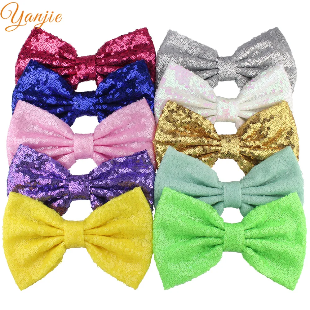 

25pcs/lot 7" Super Big Glitter Messy Sequin Bows,Bow WITHOUT Hair Clips,For Girls And Kids Headband Hair Accessories