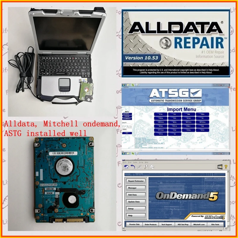 Alldata 10 53 Mit chell 2015 ondemand ATSG хорошо установлен на ноутбуке toughbook cf 30 cf30 с жестким