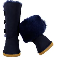 Г. Зимняя обувь женские ботинки женская обувь классические зимние сапоги до бедра на пуговицах из австралийской кожи женская обувь Австралийский мех