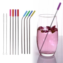 8 шт. нержавеющая сталь металл питьевой соломы Многоразовые с 2 комплект щеток для чистки инструмент