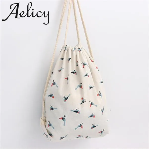 

Aelicy 2018 Hot New Fashion Light High Quality Women Girls Sparrow Drawstring Beam Port Backpack Shopping Bag Travel Bag