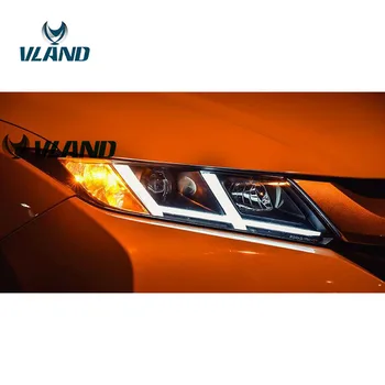

VLAND Factory For Car Head Lamp For Honda City LED Headlight For 2014-2016 City Head Light With Bi-Xenon Lens LED Light Bar DRL