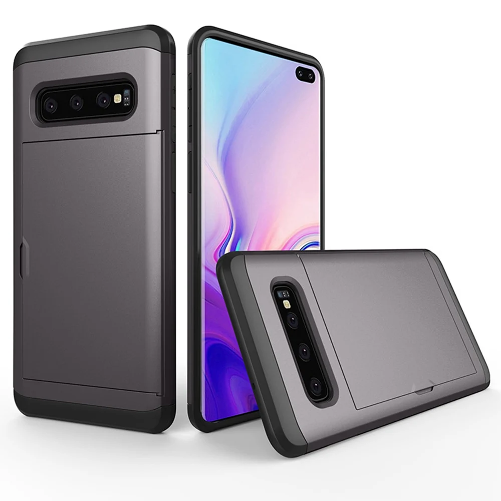 Скользящий скрытый кредитный держатель для карт чехол телефона samsung Galaxy S8 S9 S10 Plus