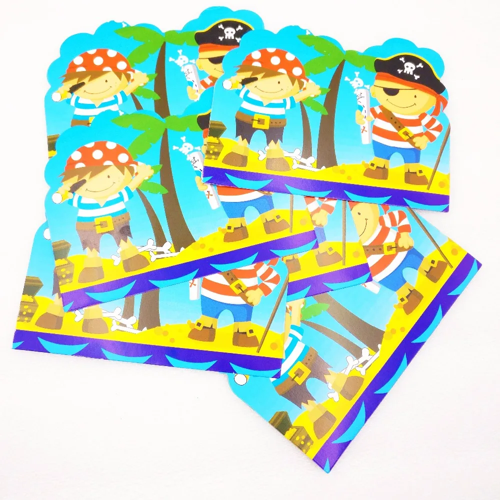  6pcs/bag Cartoon Pirates Invitation Card Favor Birthday Cute Party Supplies Event Decoration Kids S - 32964824357