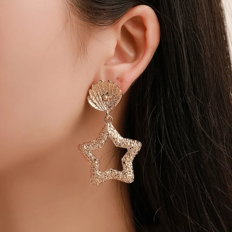 

Yobest Big Star Shaped Drop Earrings Simplicity Handmade Copper Wire Earring for Women Brincos de gota Feminino 2019 Geometric
