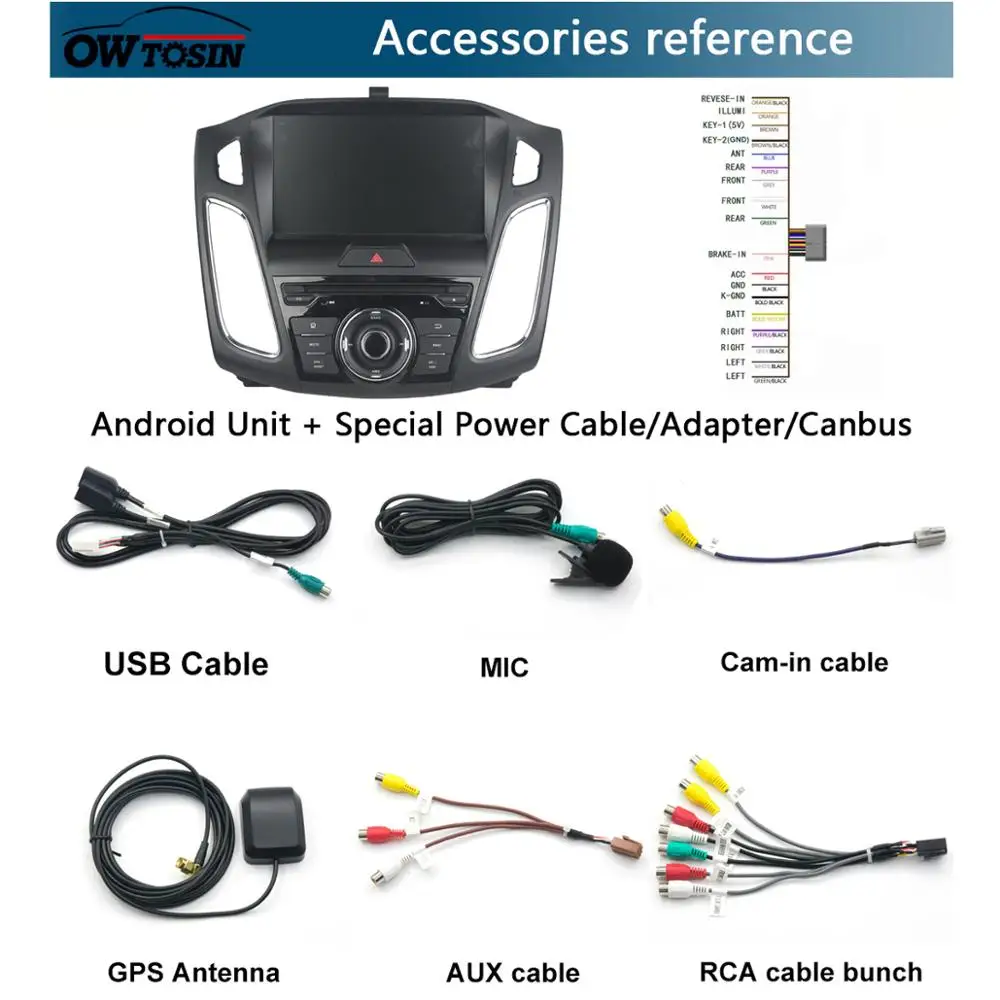 Discount 9" IPS 1920*1080 8 Core 4G+64G Android 9.0 Car DVD Player For Ford Focus 2012 2013 2014 2015 2016 2017 DSP Radio GPS Parrot BT 5