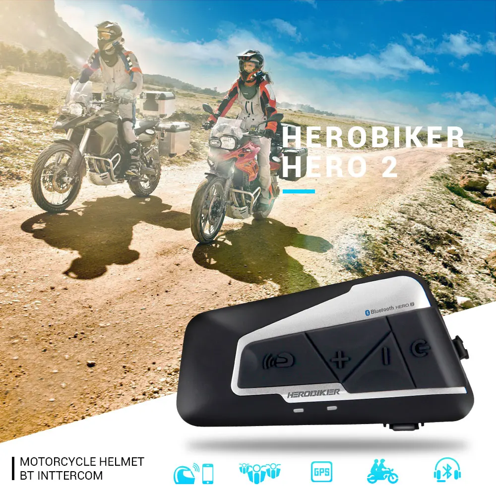 HEROBIKER 1200 м BT мотоциклетный шлем Интерком водонепроницаемый беспроводной Bluetooth Мото гарнитура домофон с FM радио для 2 аттракционов