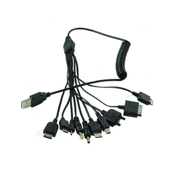 

10 in 1 Universal Micro Mini USB Cables Multi Jack Charger Cable Spring Line Bundles Multi-Purpose Charging Cable Cord