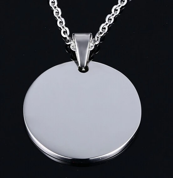 

More Size Lot 10pcs in bulk stainless steel Round shape Tag Pendant Medal Necklace Both Polished Shiny no chain