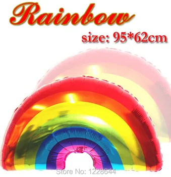 

Happy birthday Rainbow foil balloon Party supplies Wedding decoration Giant helium inflatable size 95*62cm 100 pcs/lot wholesale