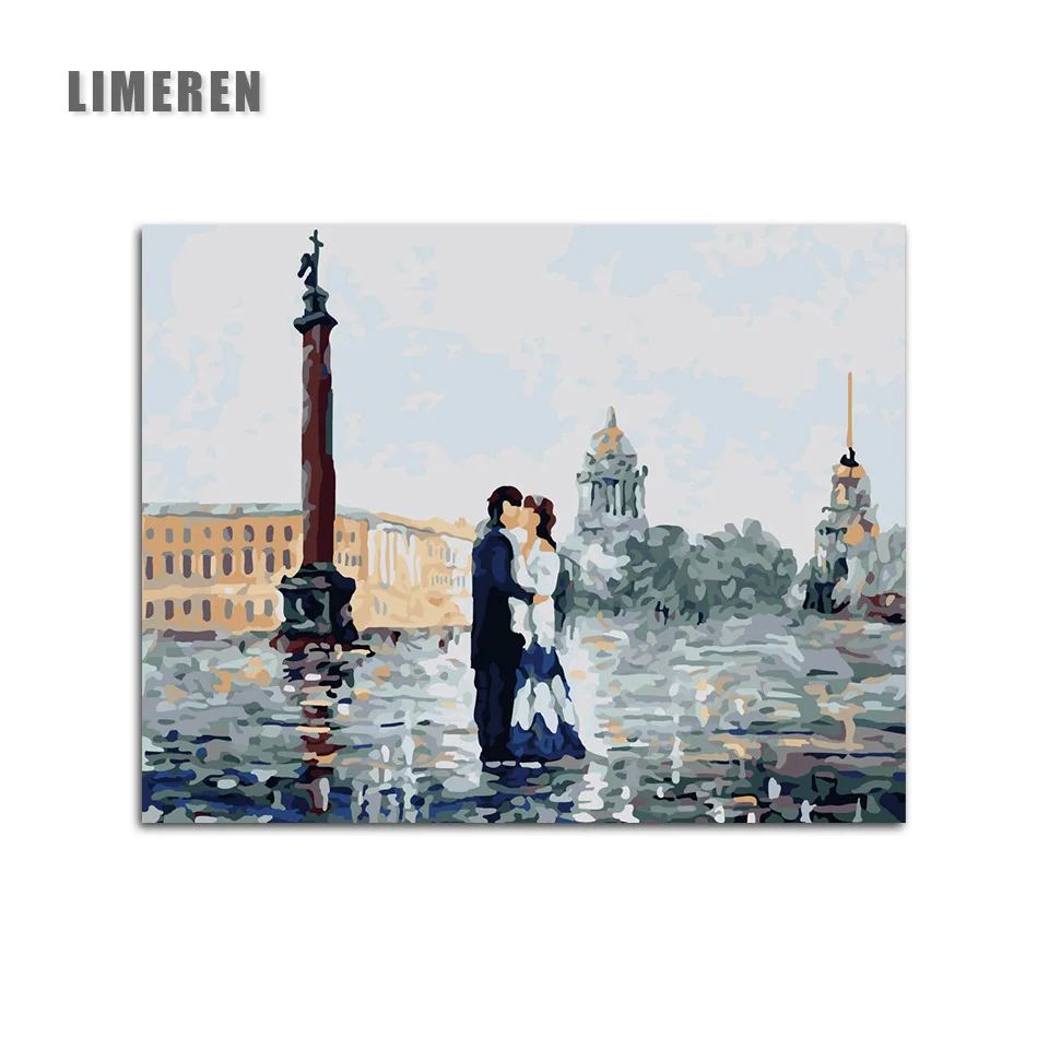 

Unframed Street Lovers DIY Painting By Numbers Modular Pictures On Canvas Hand painted For Modern Wall Art Picture