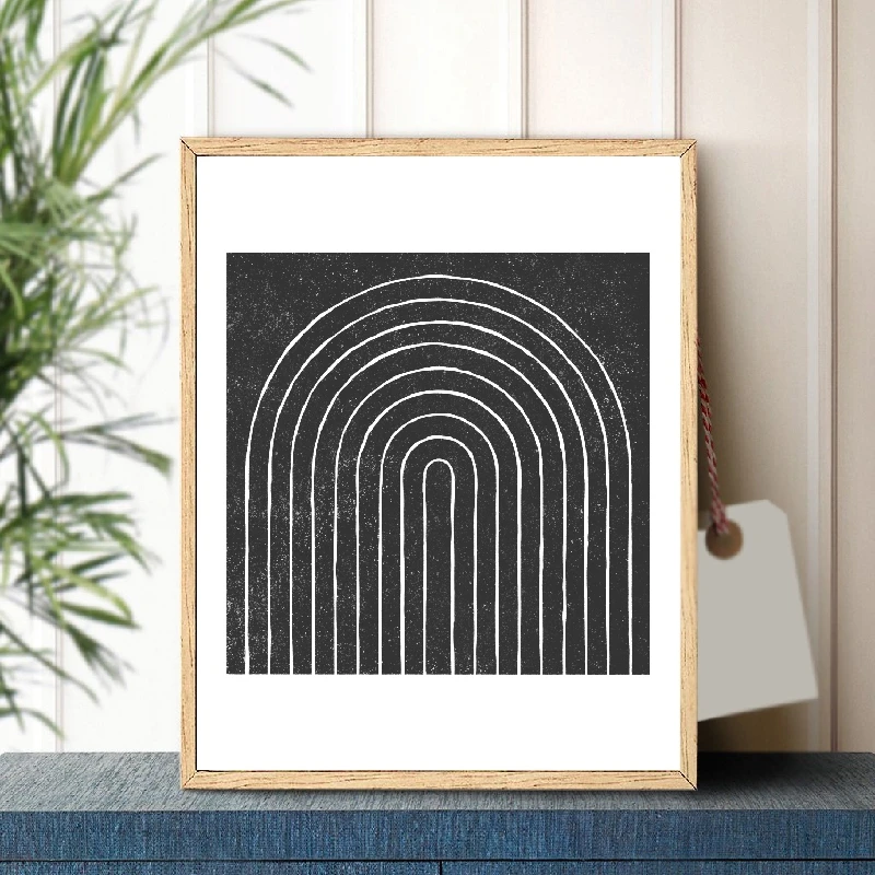 Minimalist Rainbow Woodblock Print Canvas