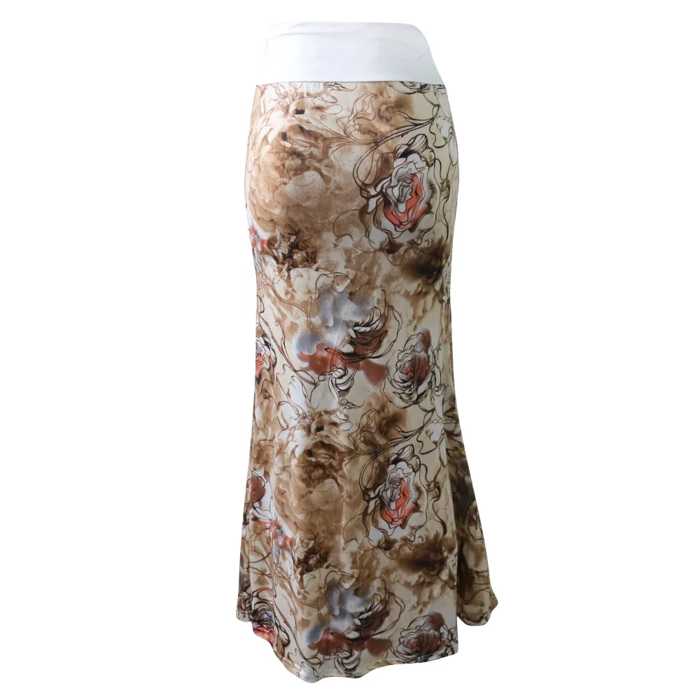 Женская летняя длинная Цветочная юбка Faldas Largas Сексуальная вязаная женская юбка карандаш Jupe Longue богемная длинная юбка