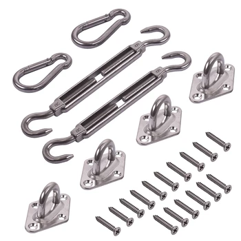 

304 Stainless Steel 6-inch Heavy Duty Shade Sail Hardware Kit for Rectangle Sun Sails, Shade Sail Accessorie with Screws