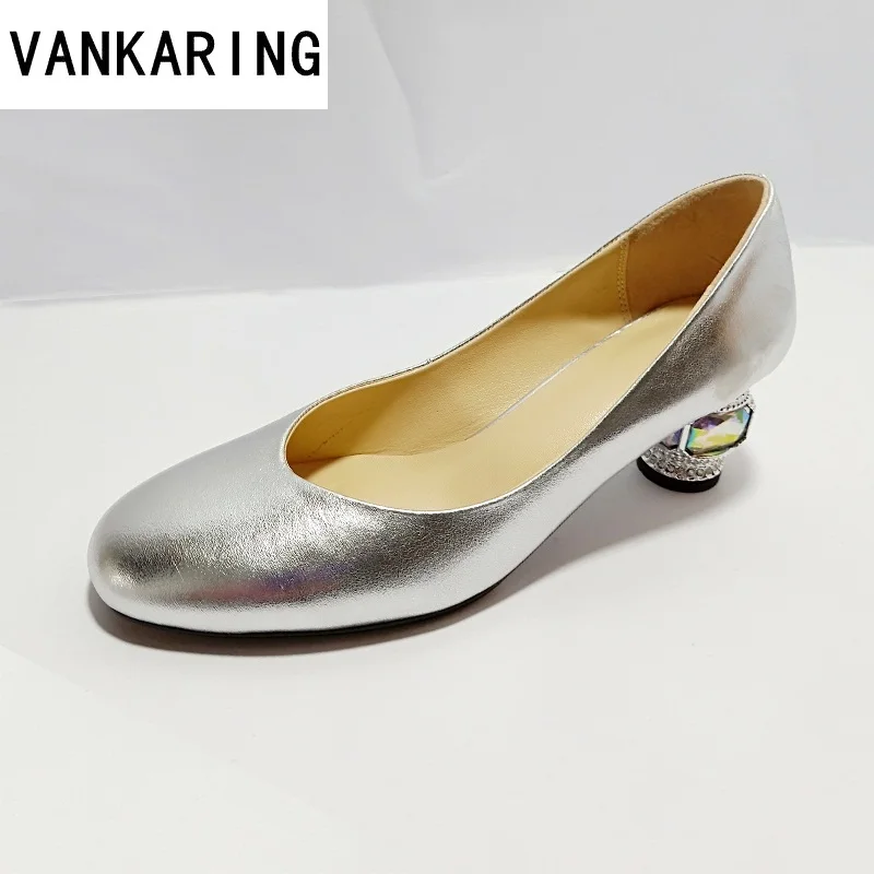 

sexy pumps cozy round toe women party shoes brand genuine leather shoes woman pumps strange high heel female summer shoes mules