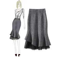 Женская Европейская упаковка бедра новая зимняя вязаная бюст юбка falbala культивировать мораль показать тонкая юбка Joker Женская