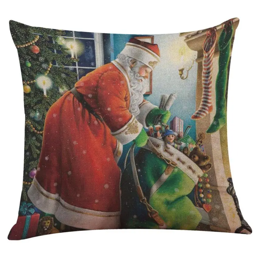 Let It Snow Xmas Style Cushion Cover Merry Christmas! Santa Claus Socks Balloon Home Decorative Pillows Cover Nordic 806 - Цвет: H