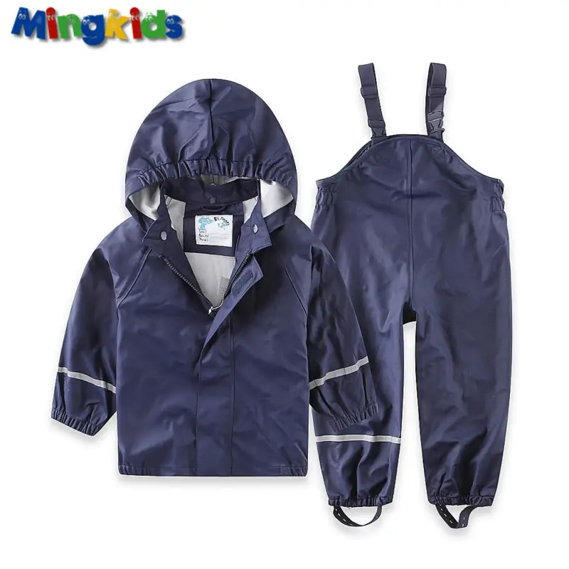 New Export Europe 2022 Boy Rain Suit Set PU Waterproof Windproof Jacket and Pants Muddy Rainwear EU 80-116 |