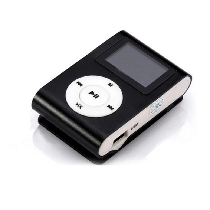 Модный мини mp3 USB MP3-плеер с зажимом, ЖК-экран, поддержка 32 ГБ, Micro SD, TF, кардслик, стильный дизайн, спортивный, компактный - Цвет: black