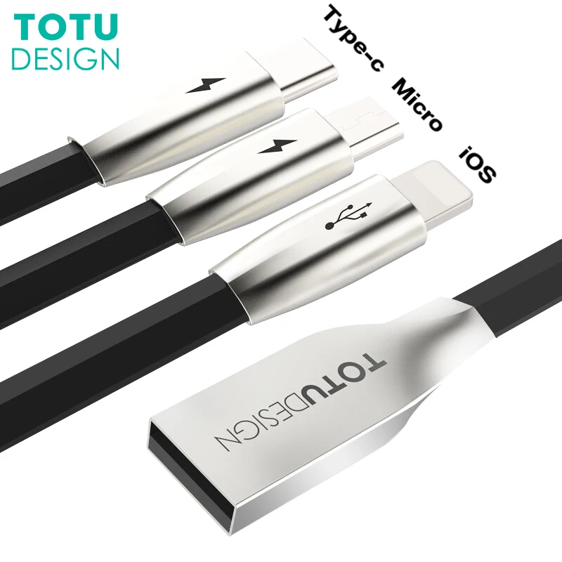 

TOTU 3 in 1 USB for Android mobile phone fast charging charger Micro Usb line type C type C USB cable for iPhone X 8 7 6