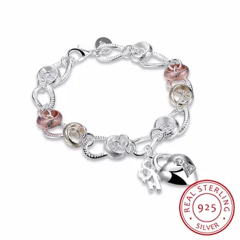 

Lekani 925 Silver Bracelet Women Bracelet 925 Silver Fine Jewelry Crystal Heart Lock Flower Simple Droplets Lobster Clasp