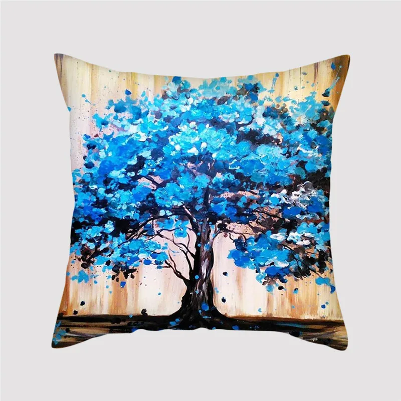 

Fuwatacchi Beauty Tree Cushion Cover Blue Purple Leaf Soft Throw Pillows Cover Sofa Home Decorative Pillows Case Pillowcase