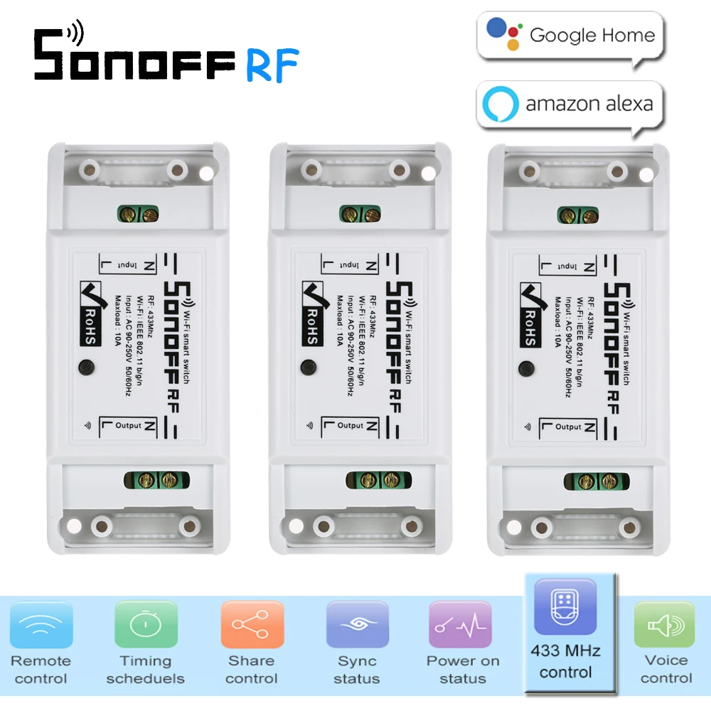 Sonoff RF WiFi умный выключатель прерыватель 433 МГц RF приемник интеллектуальный пульт дистанционного управления для умного дома Wi-Fi светильник