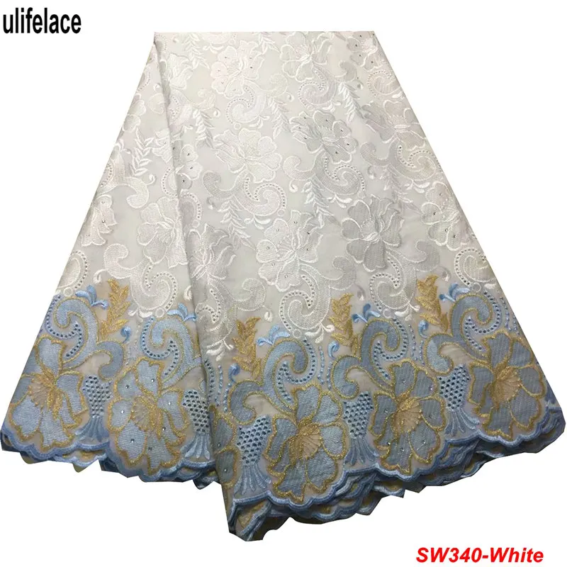 

High Quality Swiss Voile Lace African 100% Cotton Lace Fabric White African Swiss Voile Lace in Switzerland For Wedding SW-340