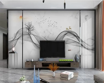 

beibehang wallpaper New Chinese abstract line smoke ink landscape background wall decorative painting wallpapers for living room