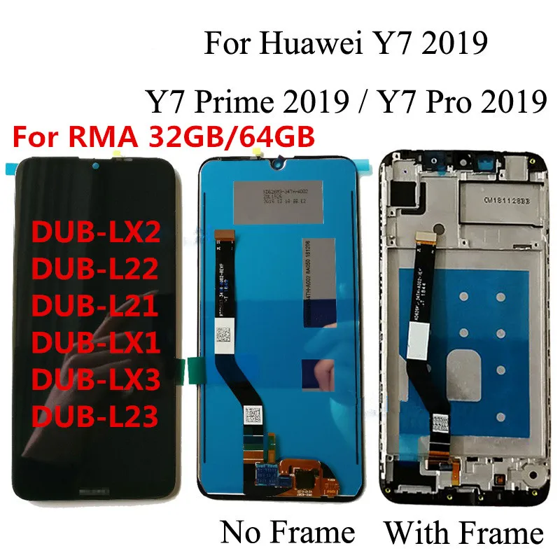 

Original 6.3" For Huawei Y7 2019 / For Huawei Y7 Prime 2019 / Y7 Pro 2019 LCD Display Touch Screen Digitizer Assembly With Frame