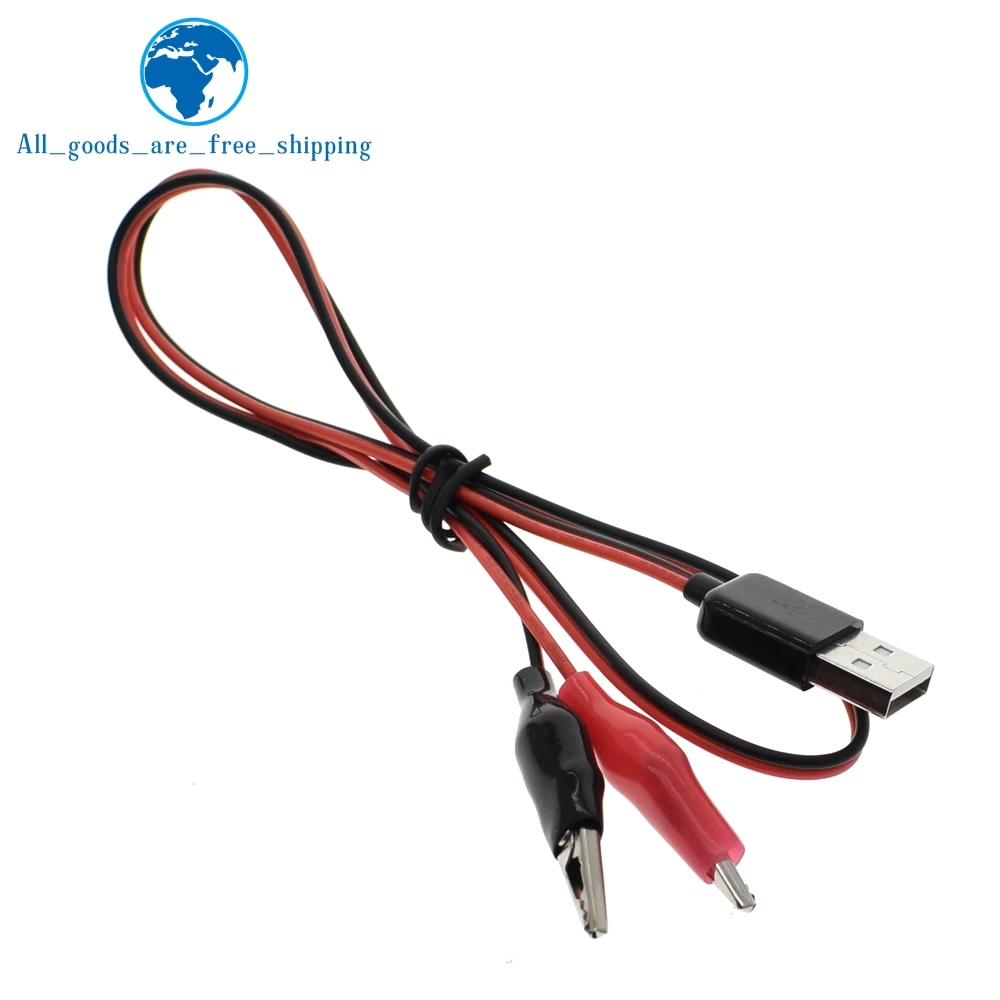 

TZT Copper Alligator Clips with Wire Male USB Connector Test Leads Crocodile Clamp
