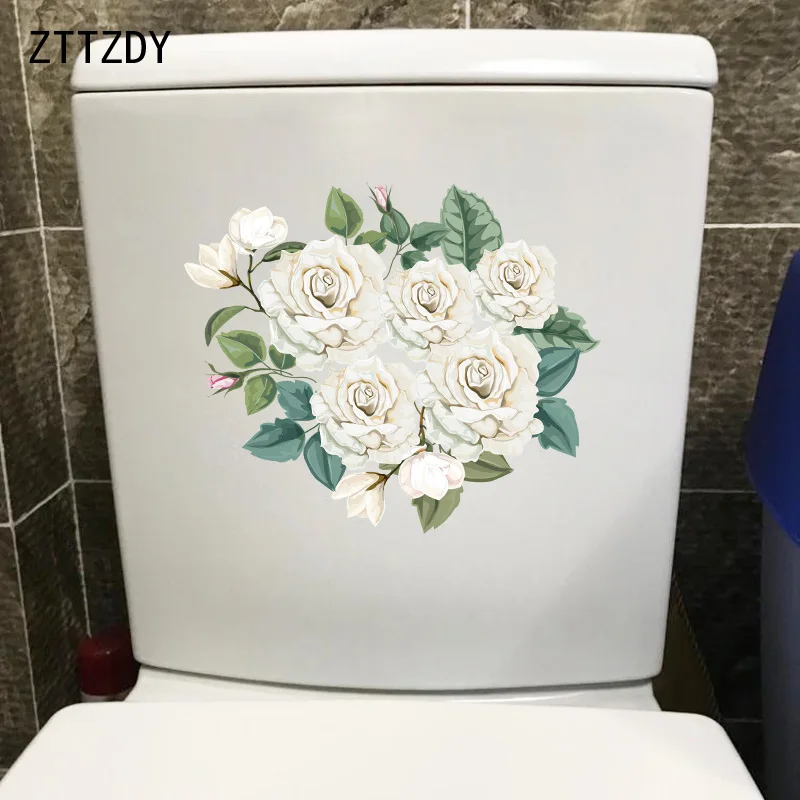 ZTTZDY 23 3*19 5 см мультфильм белая Роза Модная Наклейка на стену Декор для дома унитаз