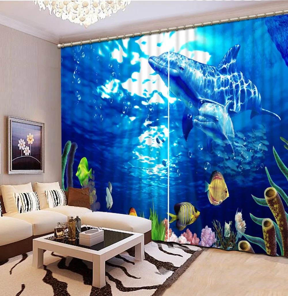 

3d curtains 3D Printing Curtains Luxury Window Curtains Beautiful Fashionable ocean curtains Livng Room